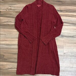 Barefoot Dreams CozyChic Lite Catalina Long Cardigan Red Women’s Sz.SP Petite